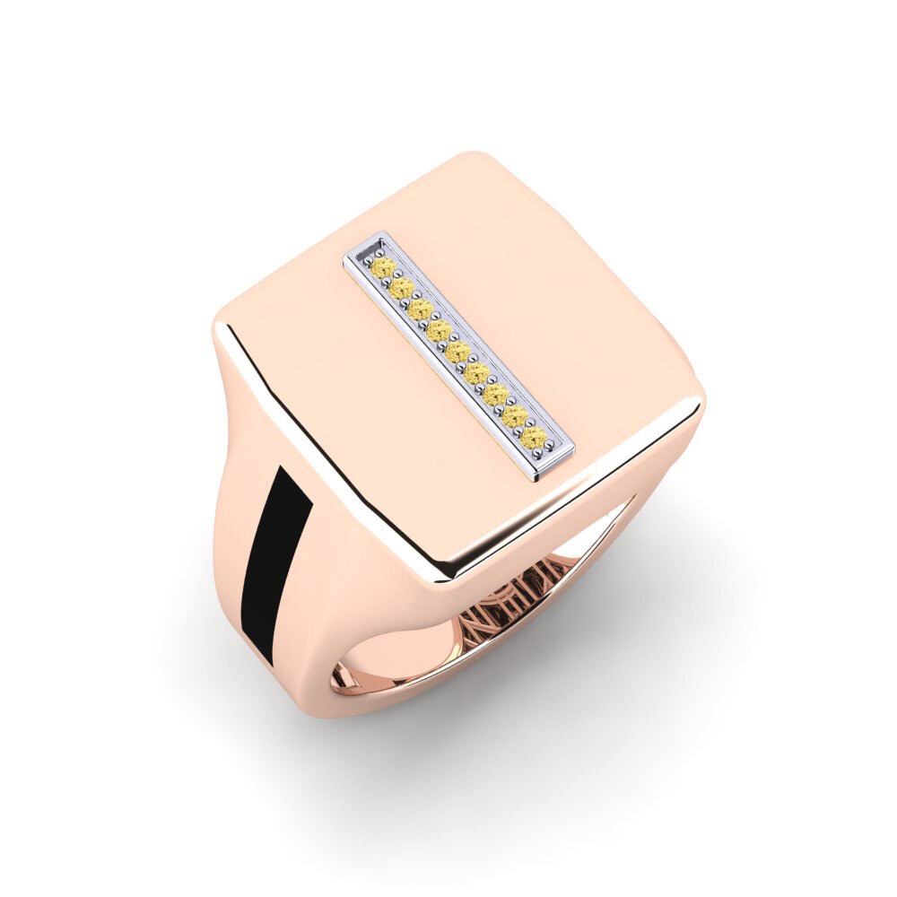 14ct Rose & White Gold Yellow Diamond Men's Ring Myablea