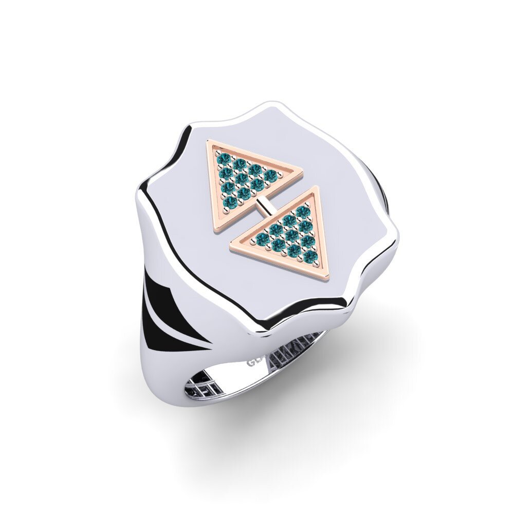 14ct White & Rose Gold Blue Diamond Men's Ring Ndendoa