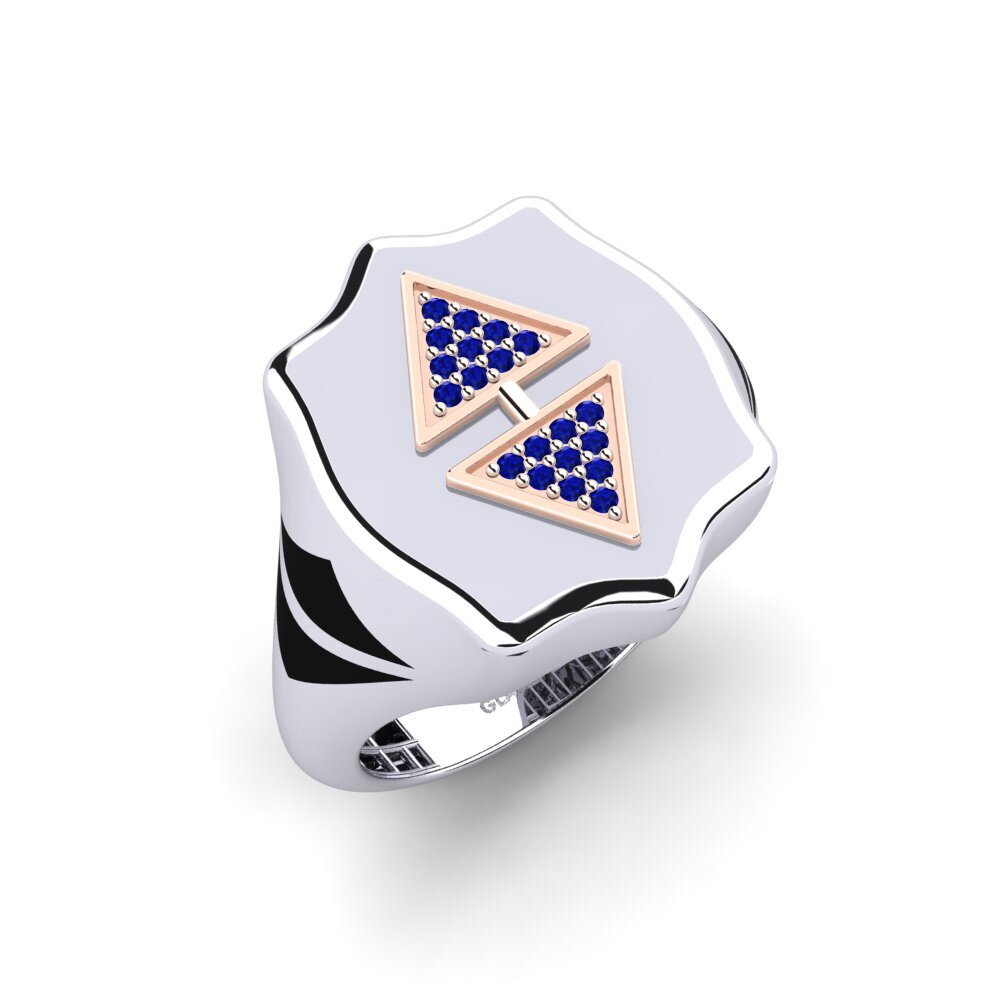 14ct White & Rose Gold Sapphire Men's Ring Ndendoa