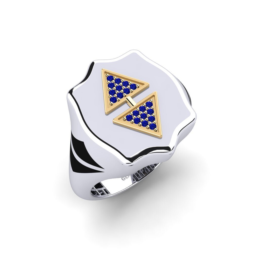14ct White & Yellow Gold Sapphire Men's Ring Ndendoa