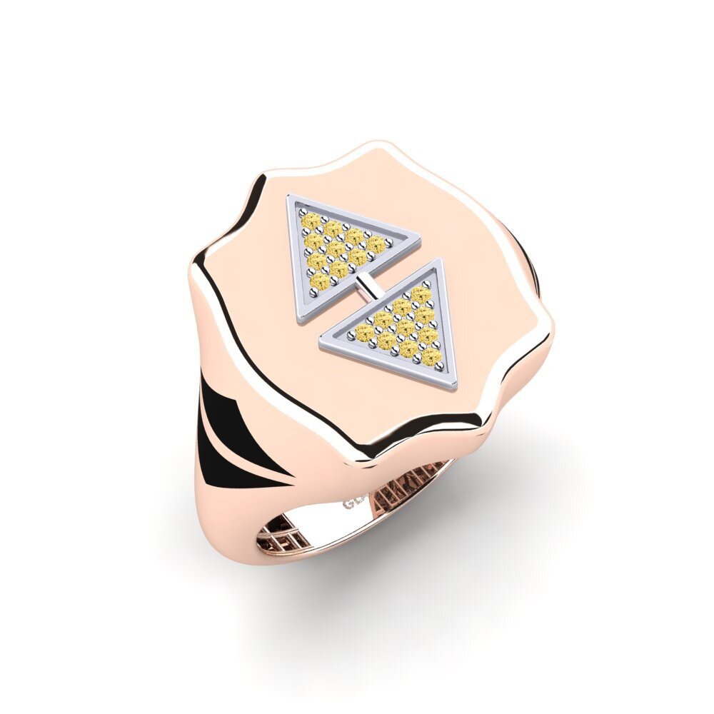 14ct Rose & White Gold Yellow Diamond Men's Ring Ndendoa