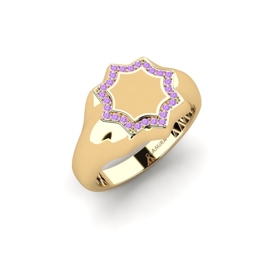 14ct Yellow Gold Amethyst Men's Ring Nibli