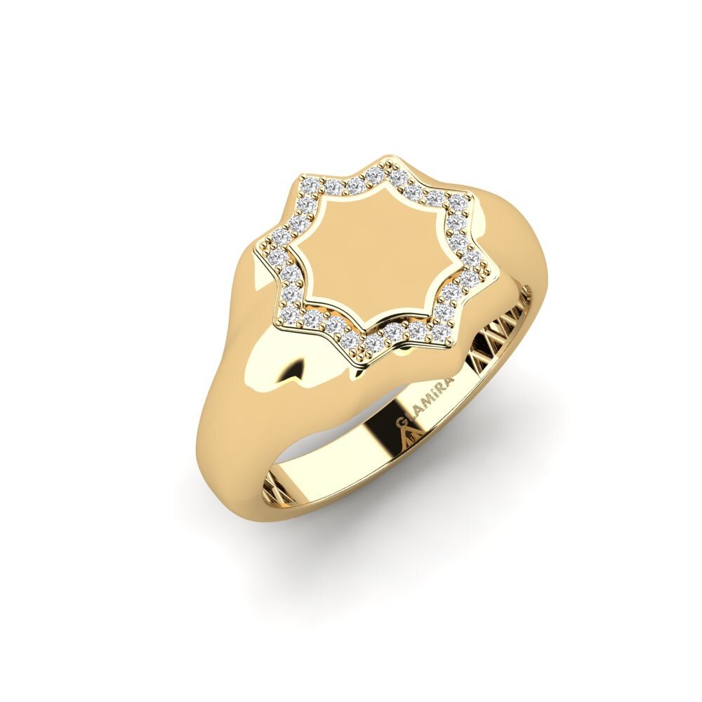 14ct Yellow Gold White sapphire Men's Ring Nibli