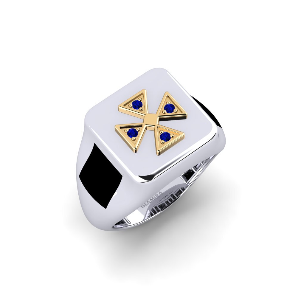 14ct White & Yellow Gold Sapphire Men's Ring Numbra