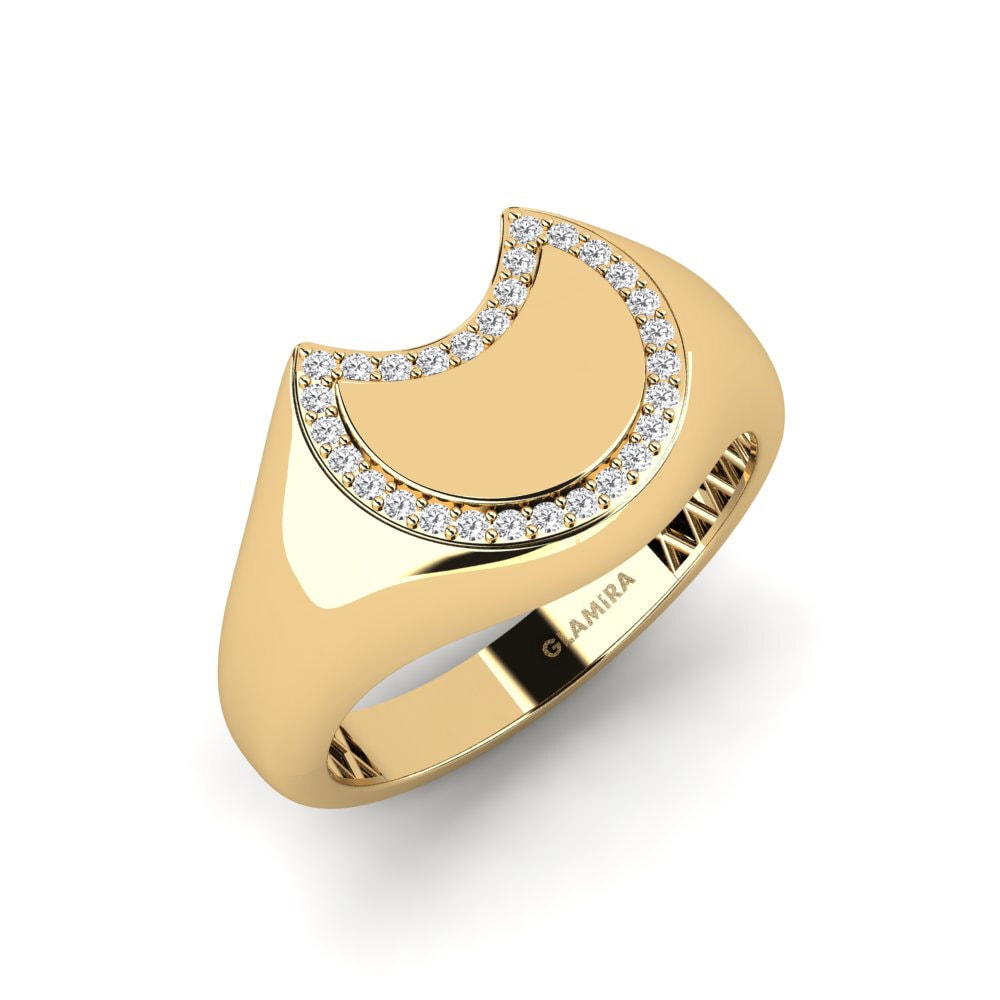 14ct Yellow Gold White sapphire Men's Ring Odinsa