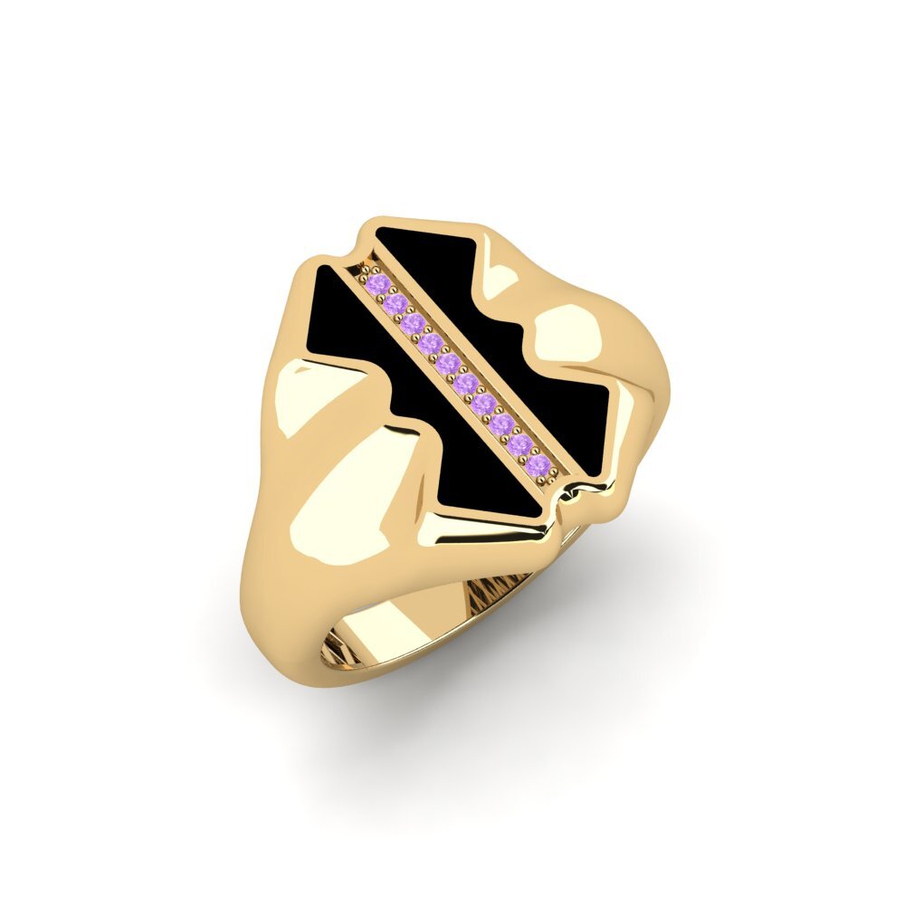 14ct Yellow Gold Amethyst Men's Ring Ogeni