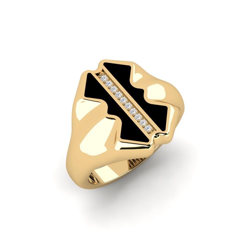 14ct Yellow Gold White sapphire Men's Ring Ogeni