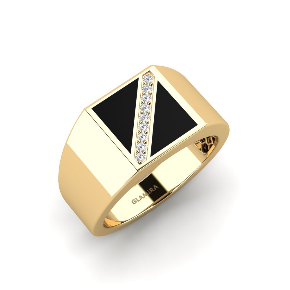14ct Yellow Gold White sapphire Men's Ring Ogiti