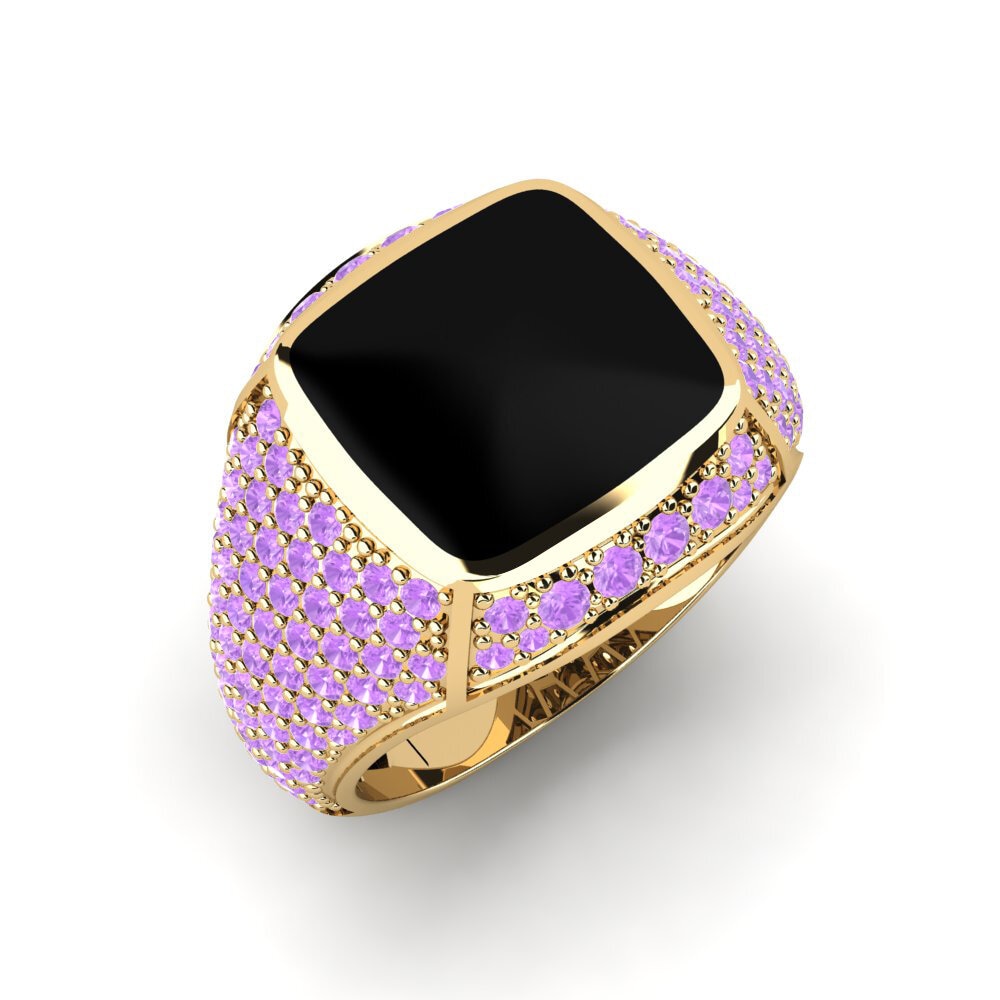 14ct Yellow Gold Amethyst Men's Ring Orittl