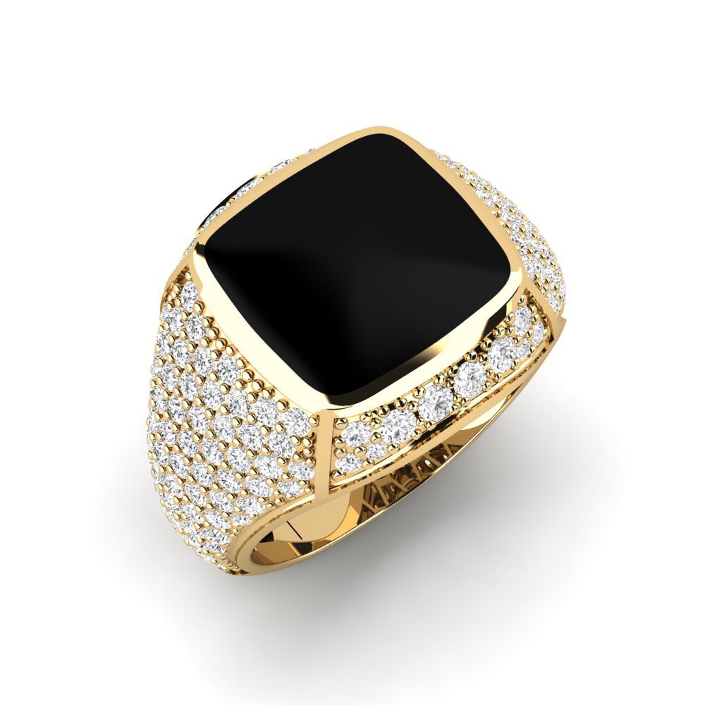 14ct Yellow Gold White sapphire Men's Ring Orittl