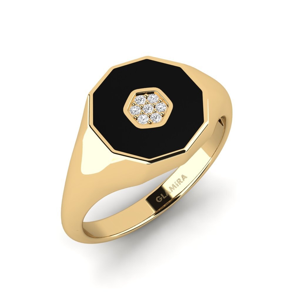 14ct Yellow Gold White sapphire Men's Ring Pcorne