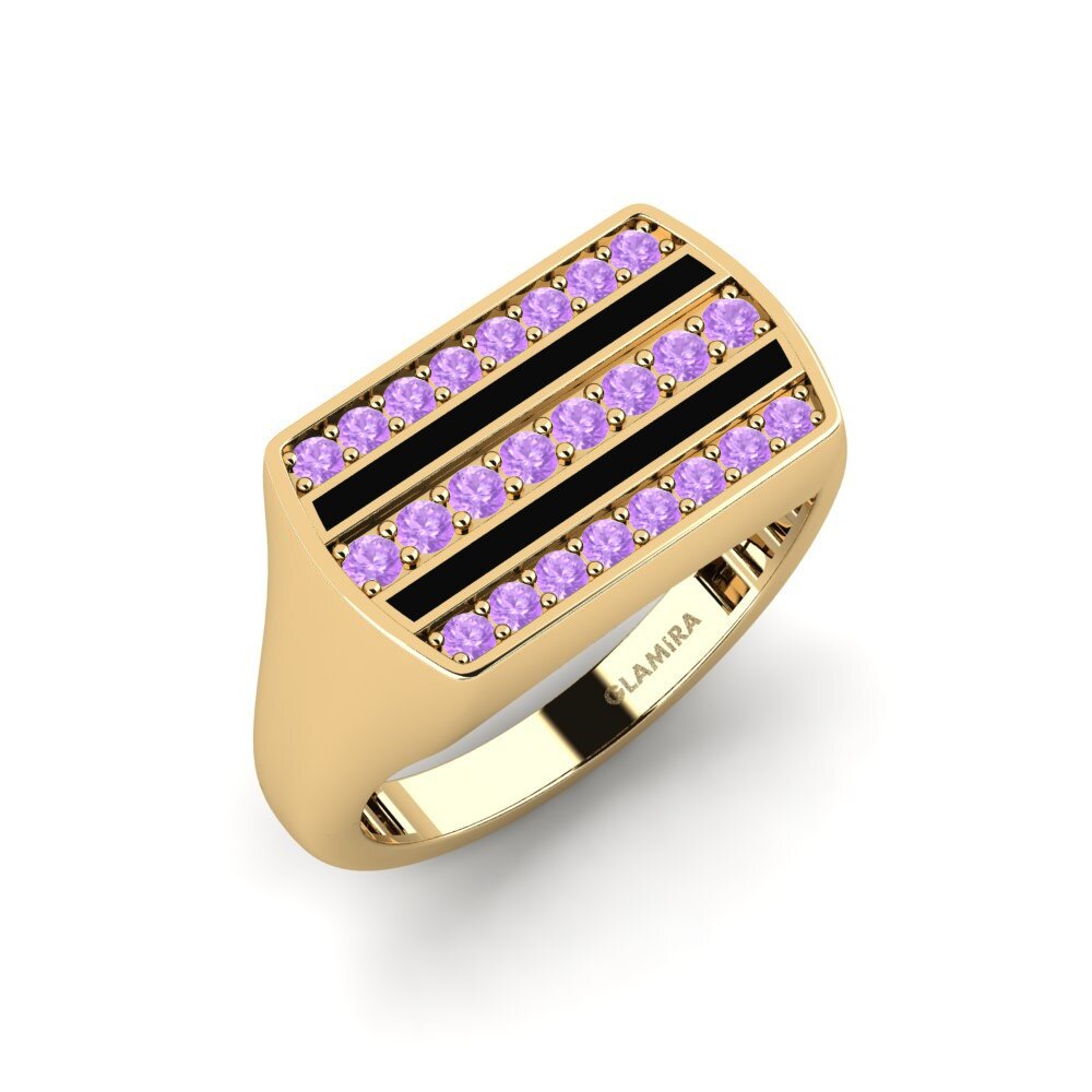 14ct Yellow Gold Amethyst Men's Ring Picle