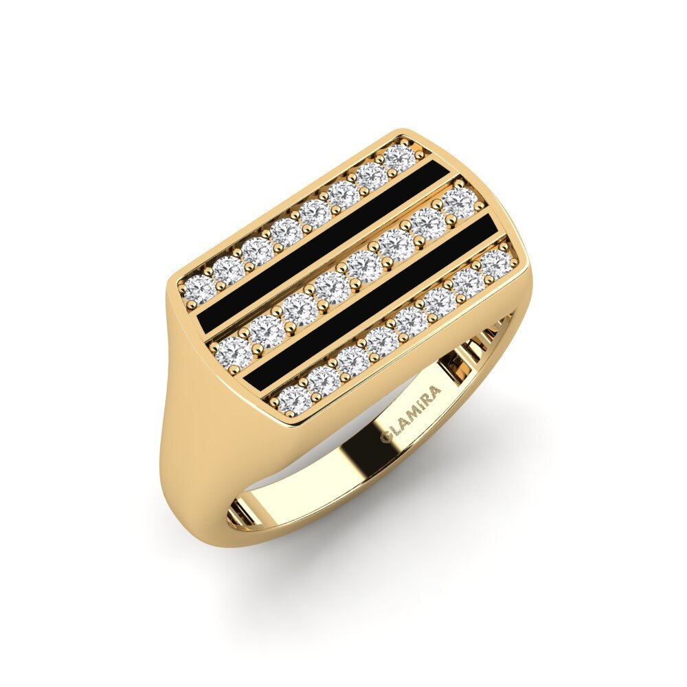 14ct Yellow Gold White sapphire Men's Ring Picle