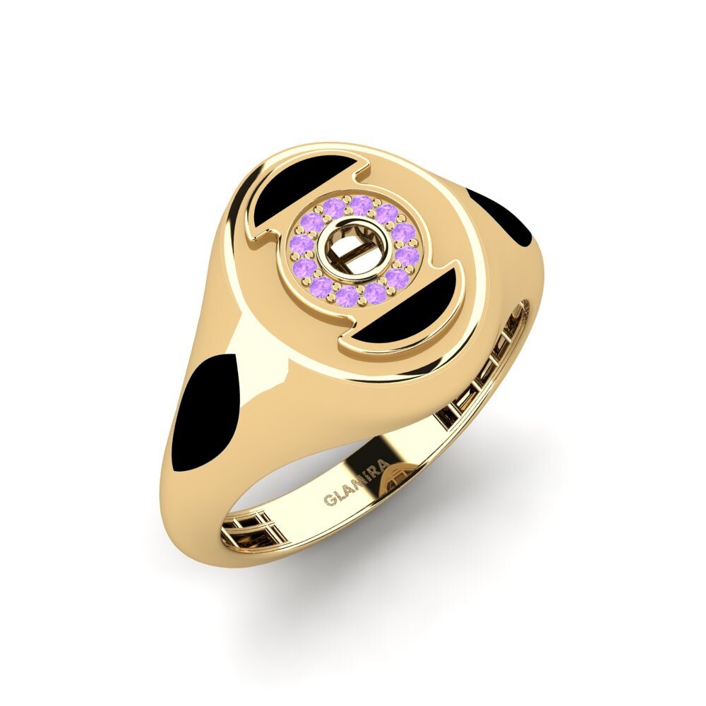 14ct Yellow Gold Amethyst Men's Ring Pixtela