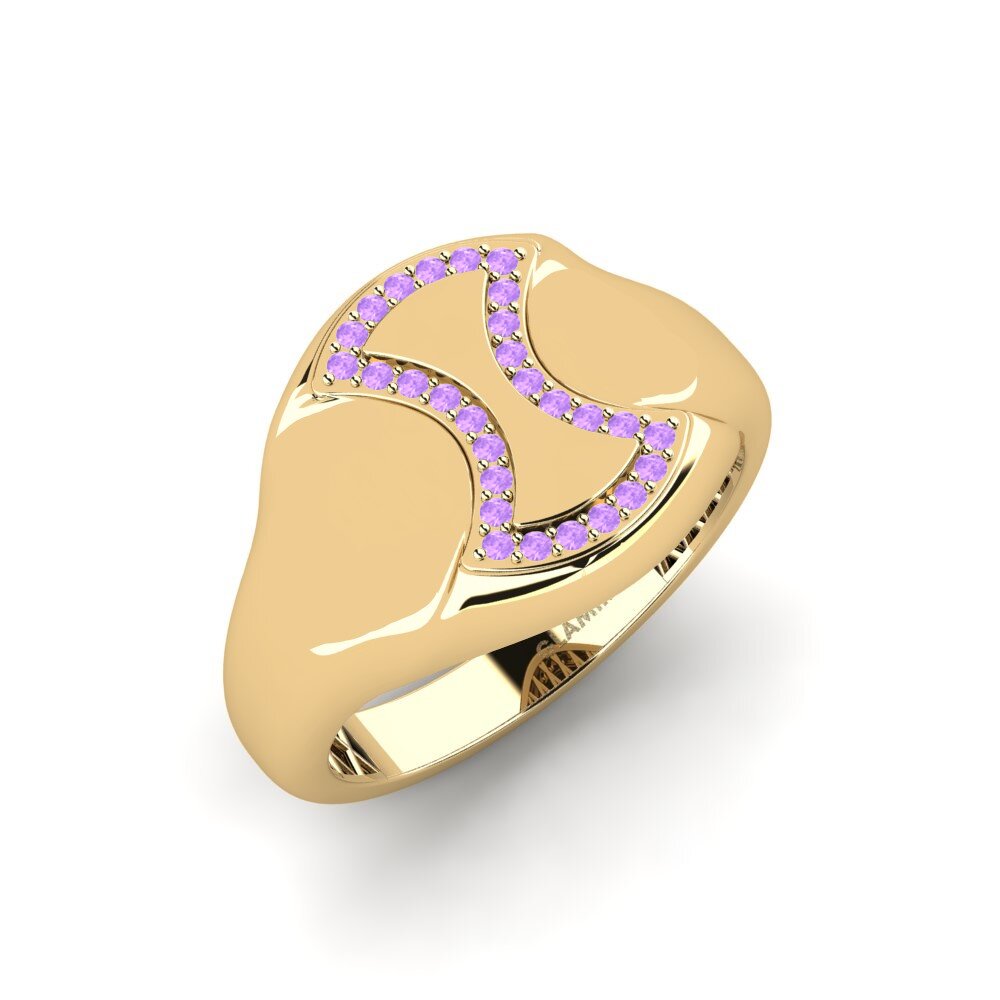 14ct Yellow Gold Amethyst Men's Ring Pleneres