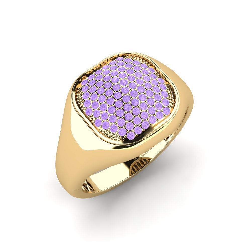 14ct Yellow Gold Amethyst Men's Ring Pneress