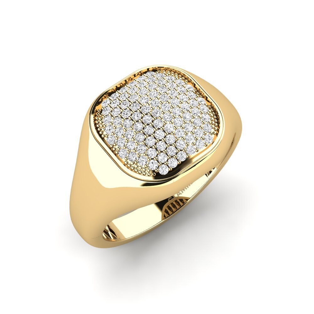 14ct Yellow Gold White sapphire Men's Ring Pneress