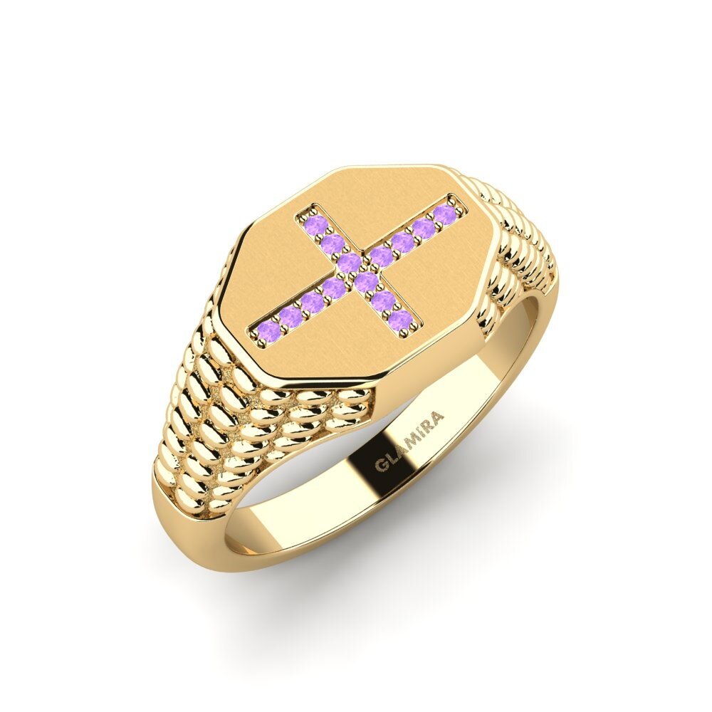 14ct Yellow Gold Amethyst Men's Ring Polefal