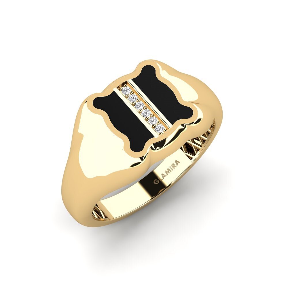 14ct Yellow Gold White sapphire Men's Ring Tighir