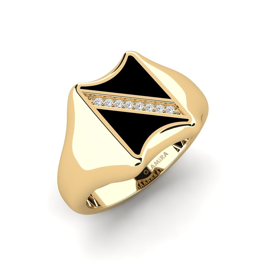 14ct Yellow Gold White sapphire Men's Ring Trili