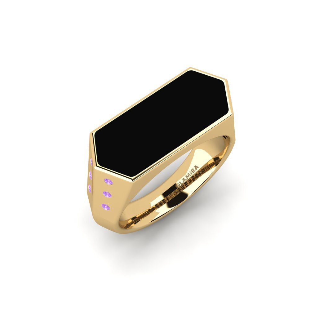 14ct Yellow Gold Amethyst Men's Ring Trytt