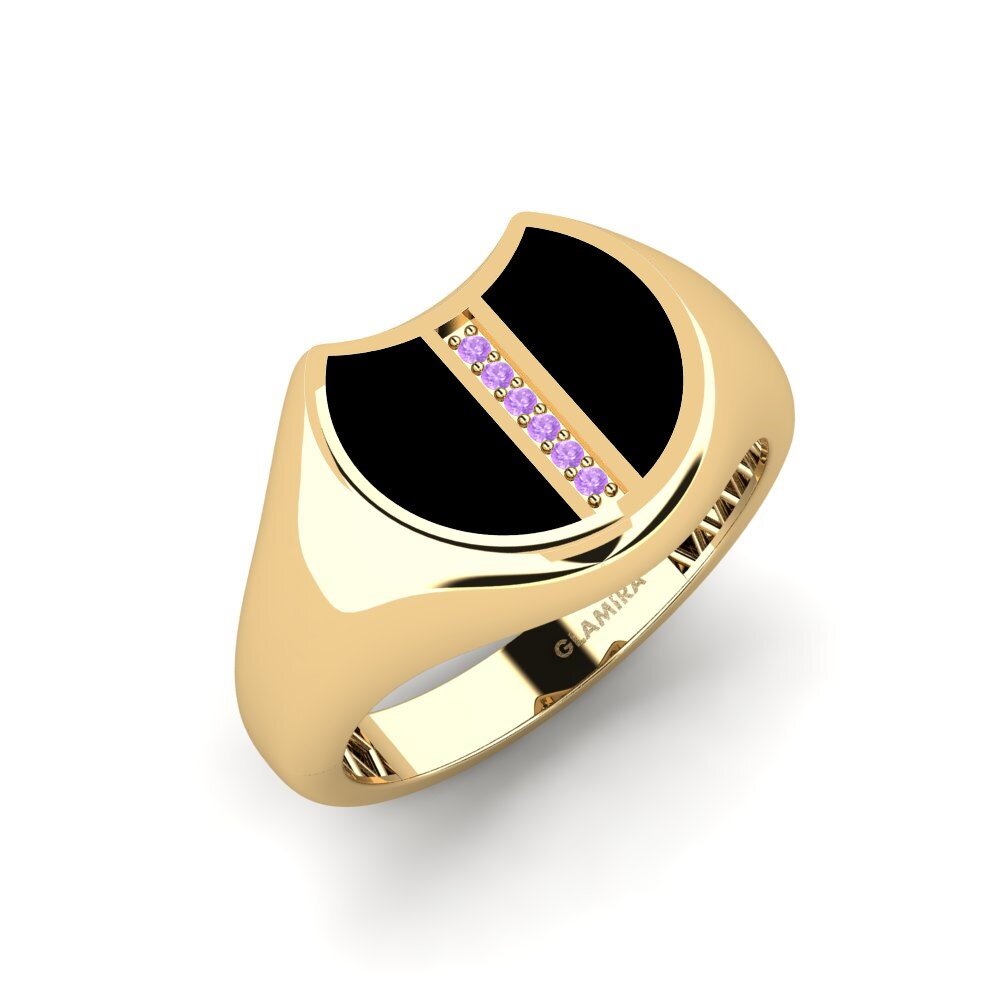 14ct Yellow Gold Amethyst Men's Ring Tucki
