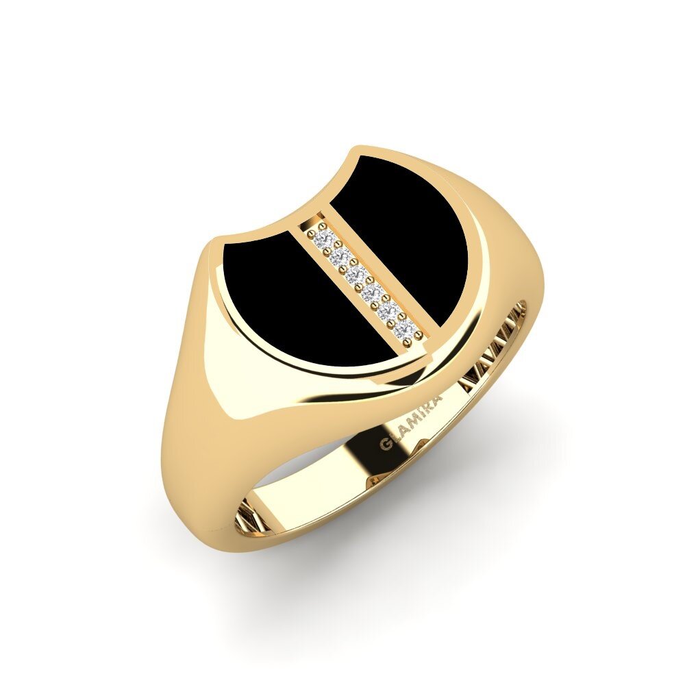 14ct Yellow Gold White sapphire Men's Ring Tucki