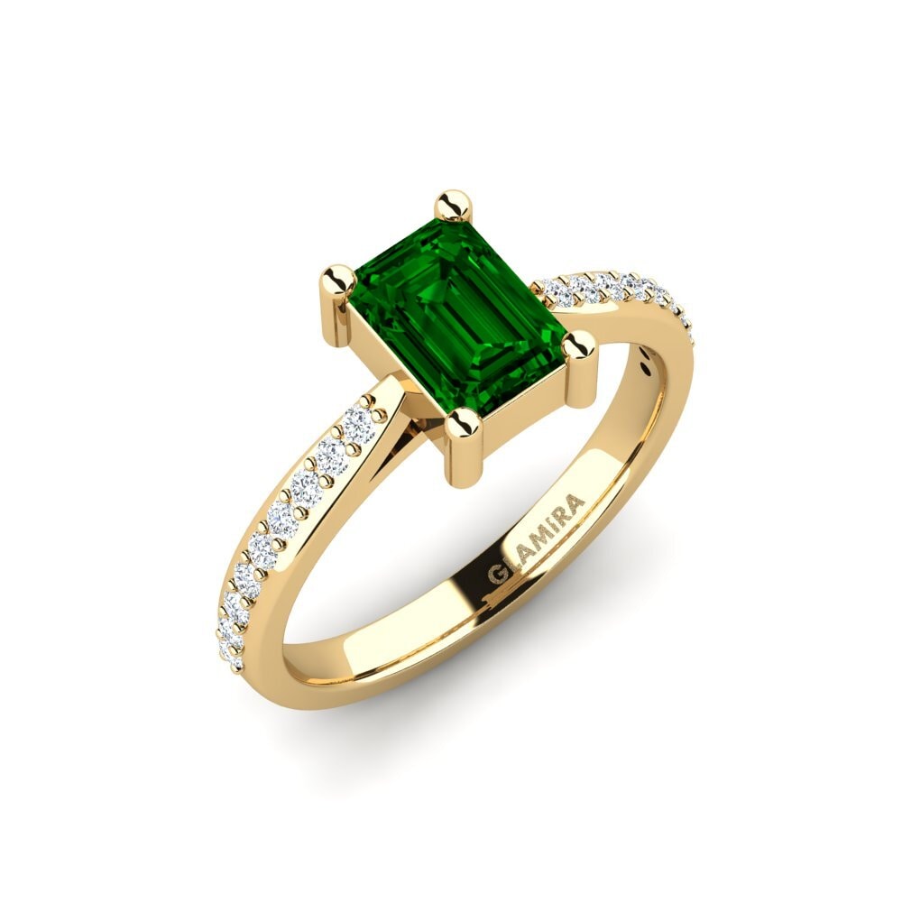 Emerald Cut Green Zirconia Engagement Ring Frec - Emerald