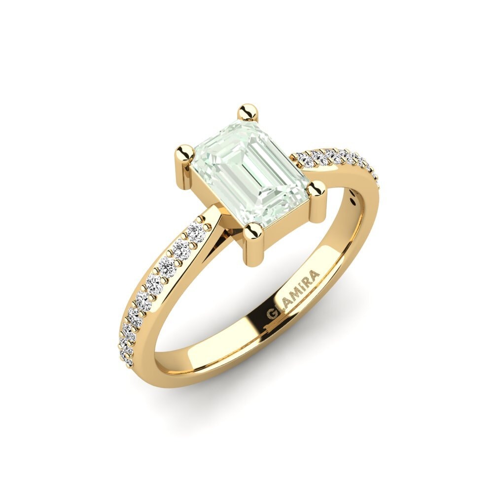 Emerald Cut Green Amethyst Engagement Ring Frec - Emerald