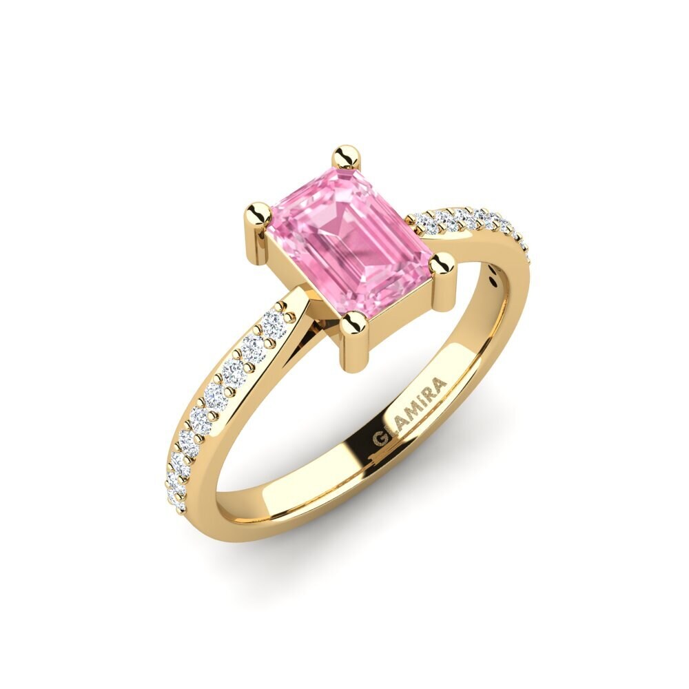 Emerald Cut Pink Sapphire Engagement Ring Frec - Emerald