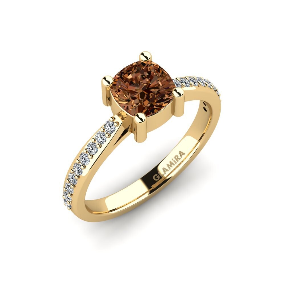Cushion Brown Diamond Engagement Ring Frec - Cushion