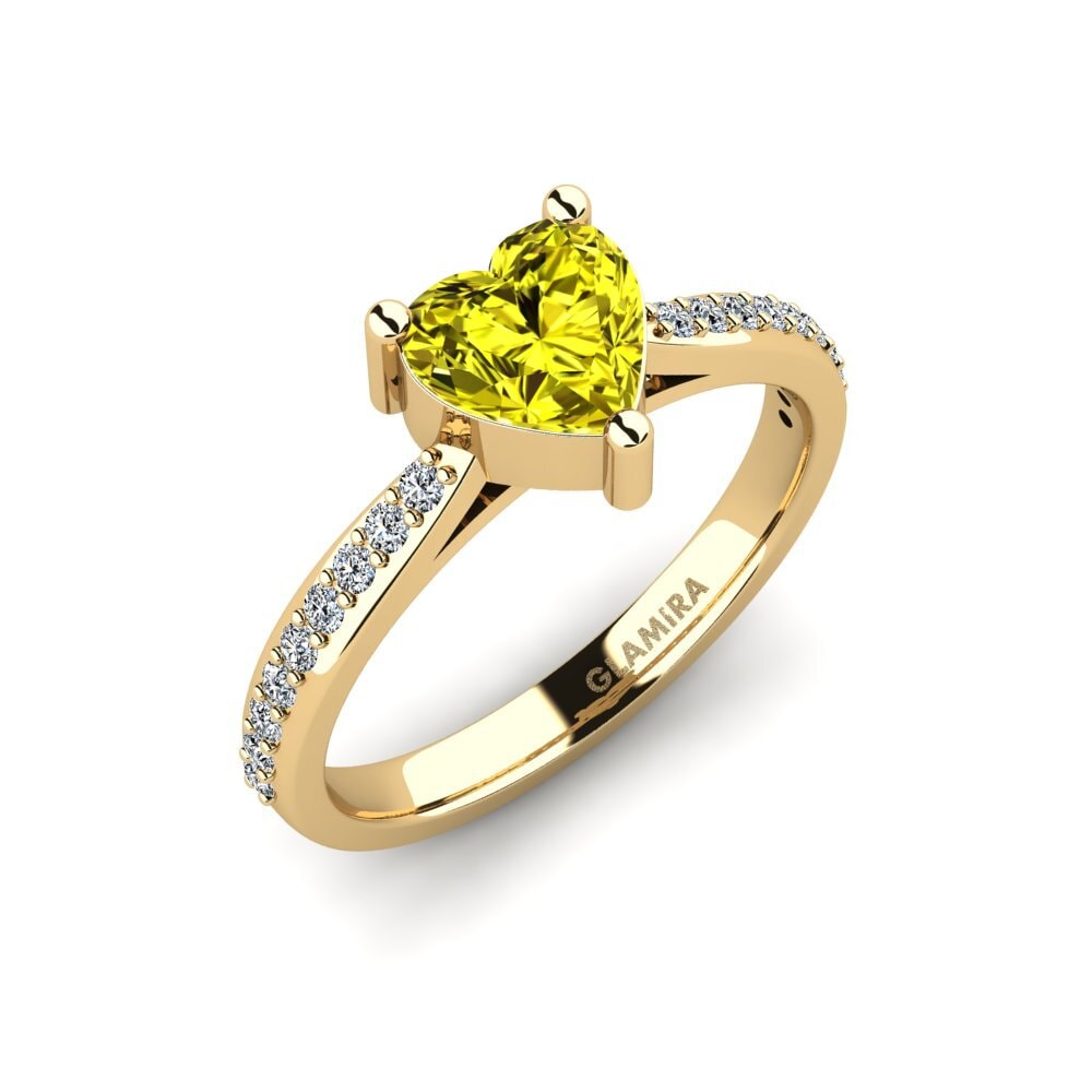 Yellow Diamond Engagement Ring Frec - Heart