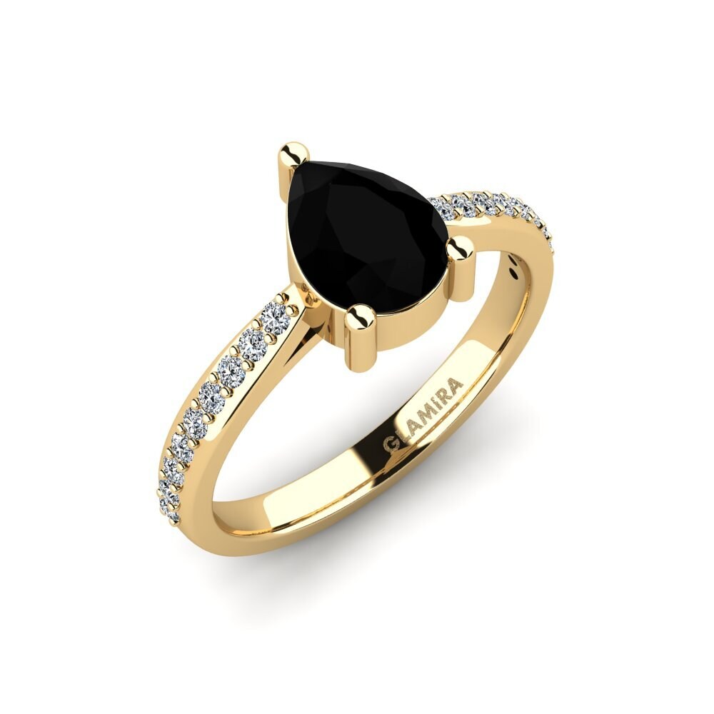 Pear Black Sapphire Engagement Ring Frec - Pear