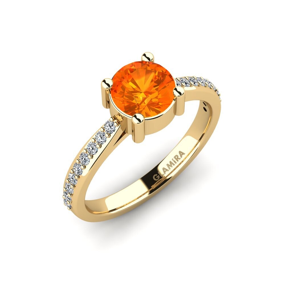 Orange Sapphire Engagement Ring Frec - Round