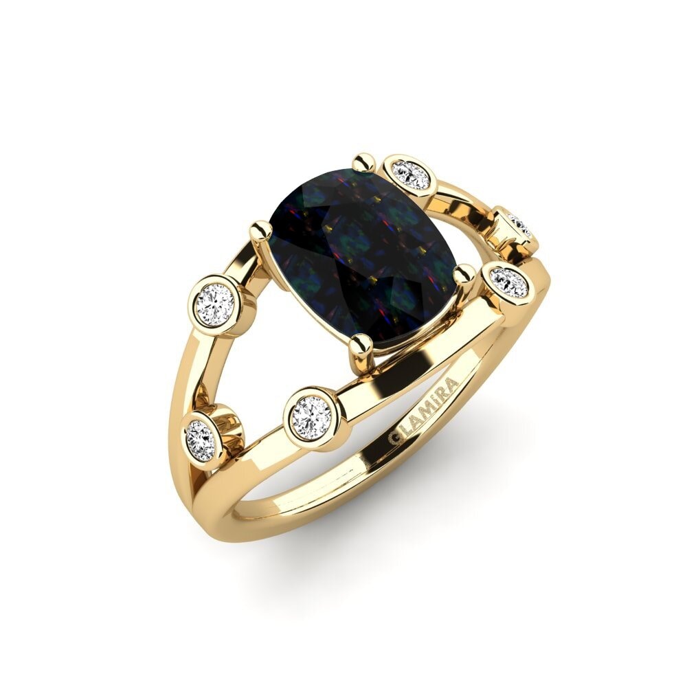 Black Opal Engagement Ring Fyhted - Cushion