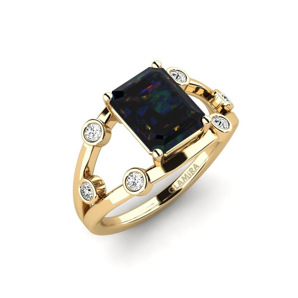 Black Opal Engagement Ring Fyhted - Emerald