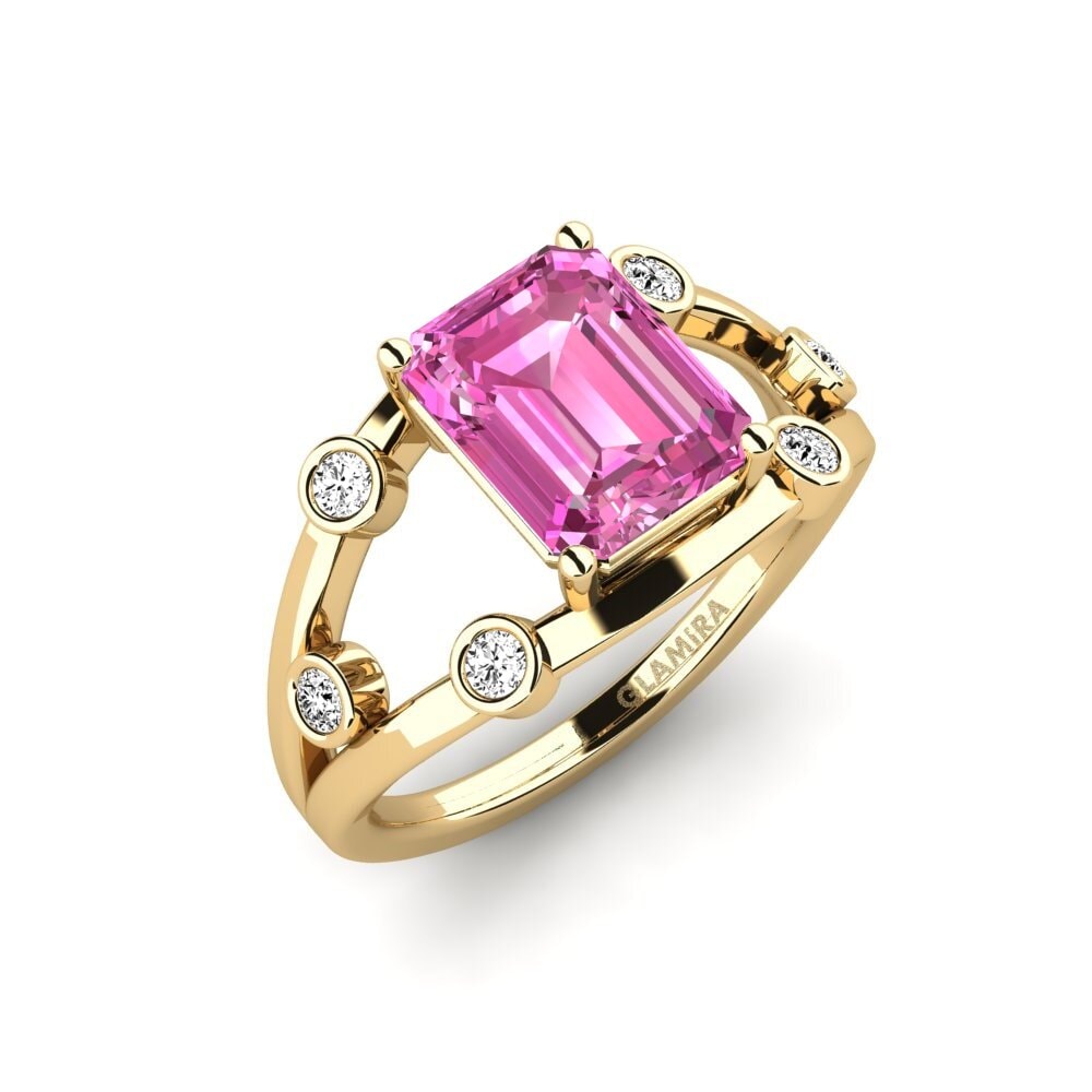 Topázio Rosa Anel de Noivado Fyhted - Emerald