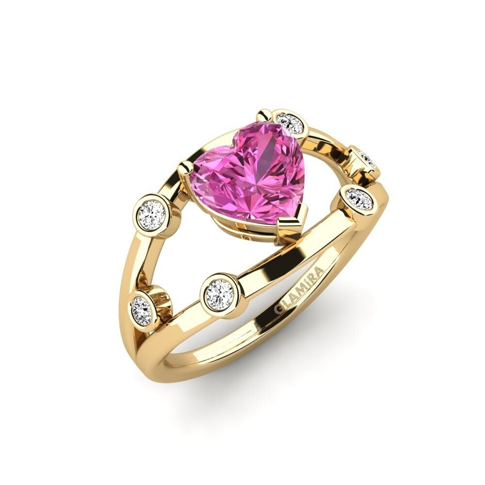 Topázio Rosa Anel de Noivado Fyhted - Heart