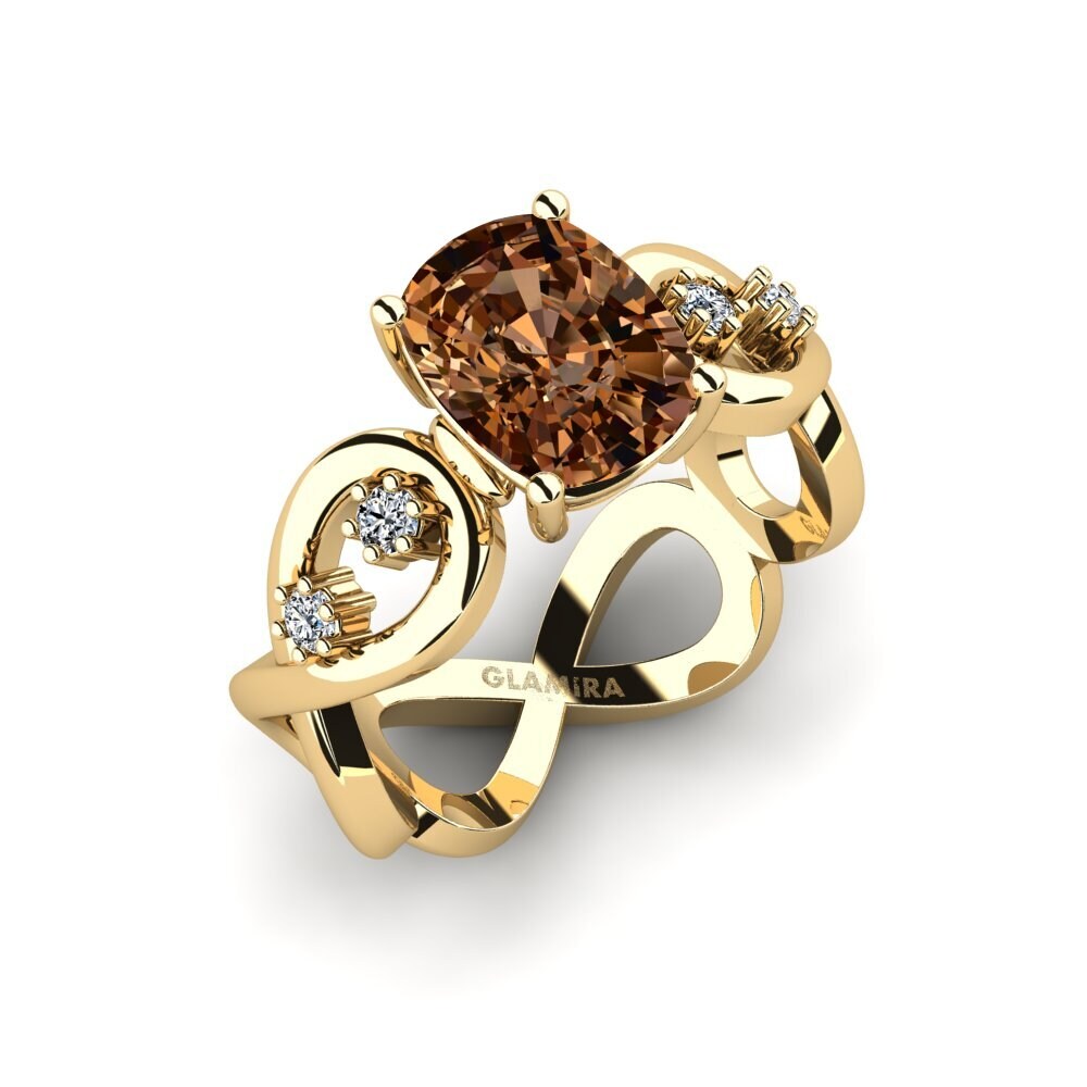 Diamante café Anillo de compromiso Guld - Cushion