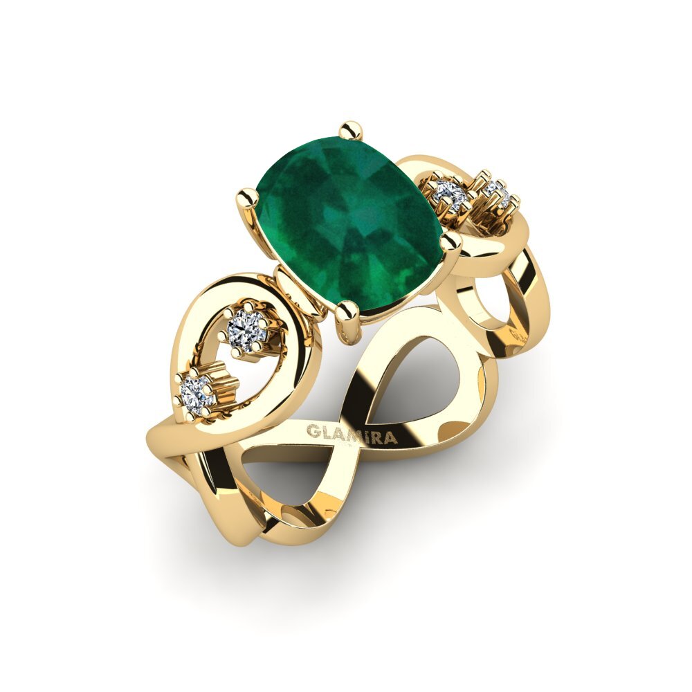 Émeraude Bague de fiançailles Guld - Cushion
