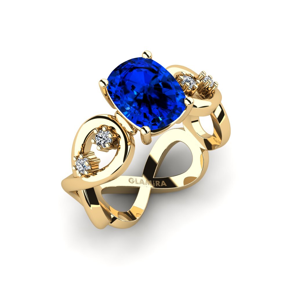 Safiro (Creado en Laboratorio) Anillo de compromiso Guld - Cushion
