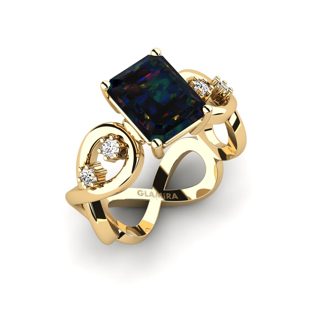 Black Opal Engagement Ring Guld - Emerald