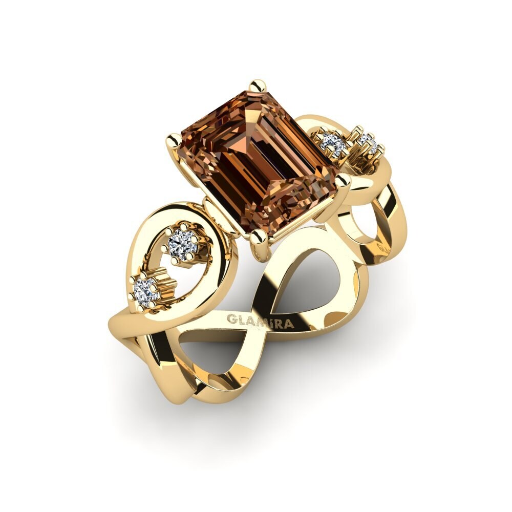Diamante café Anillo de compromiso Guld - Emerald