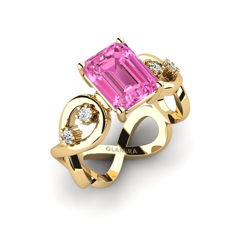 Topázio Rosa Anel de Noivado Guld - Emerald