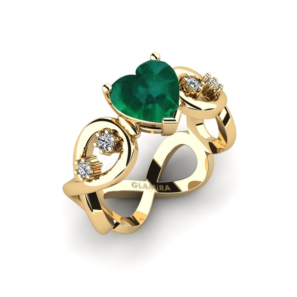 Émeraude Bague de fiançailles Guld - Heart
