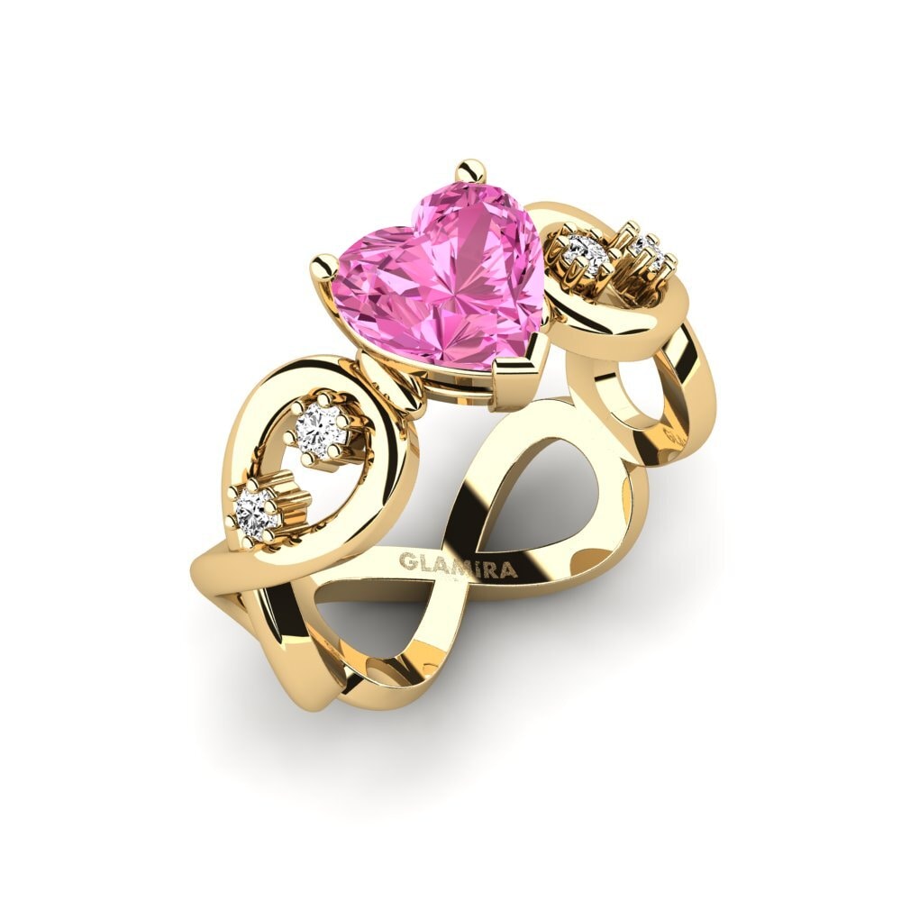 Topázio Rosa Anel de Noivado Guld - Heart