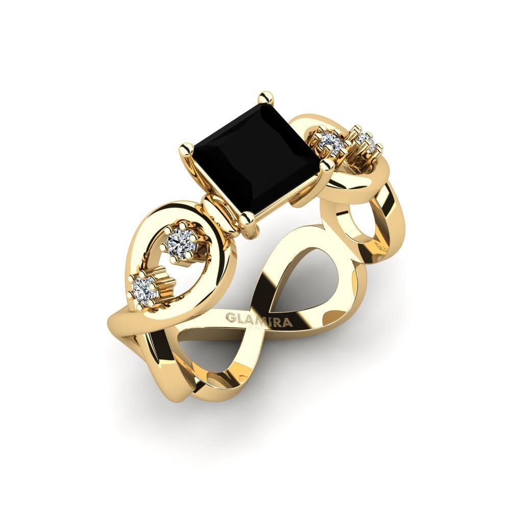 Schwarzer Saphir Verlobungsring Guld - Princess