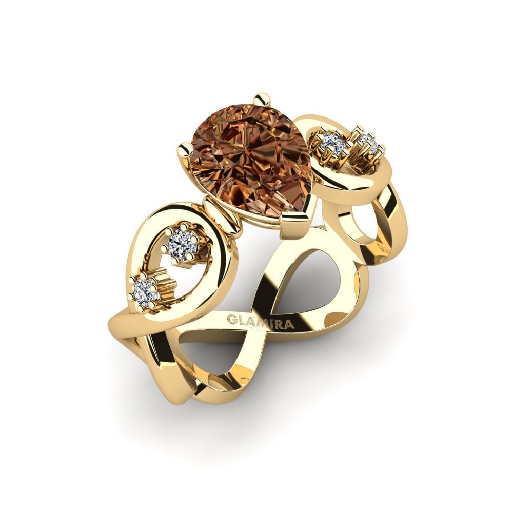 Diamante café Anillo de compromiso Guld - Pear