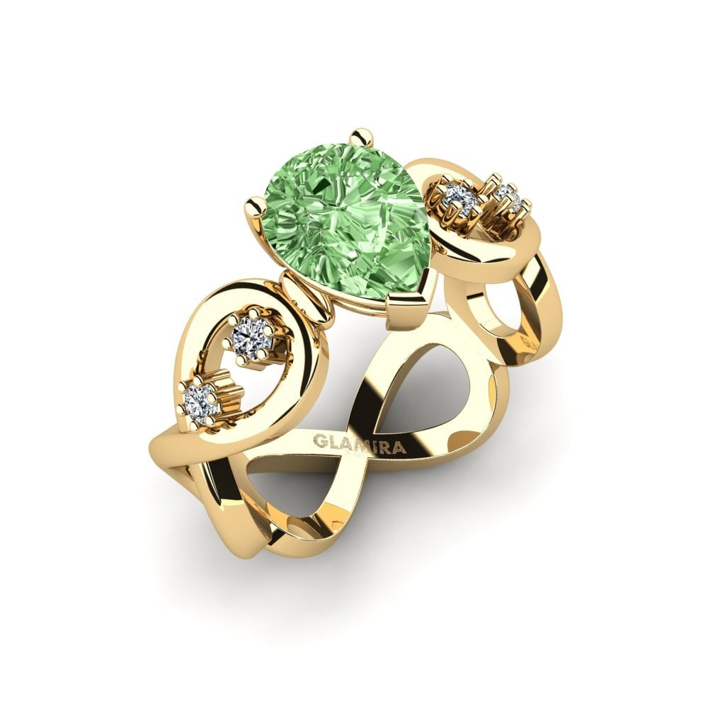 Diamante Verde Anillo de compromiso Guld - Pear