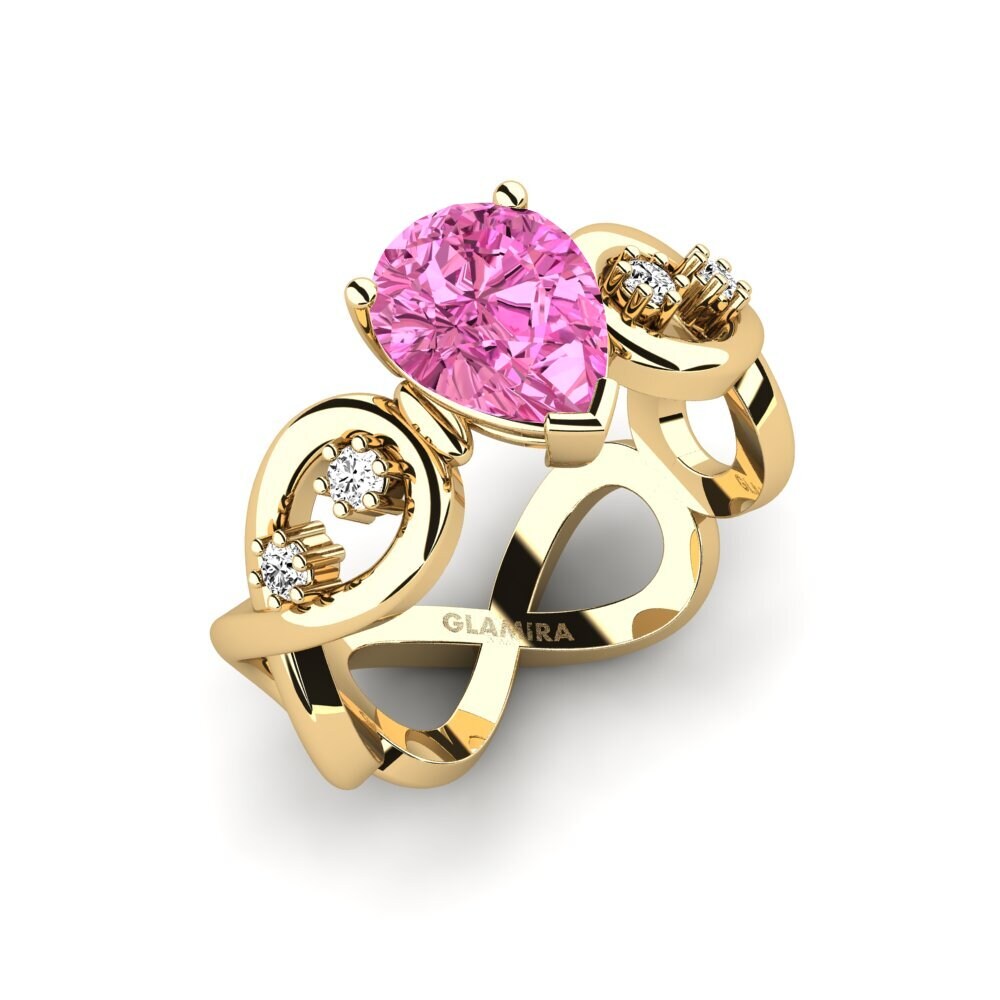 Topázio Rosa Anel de Noivado Guld - Pear